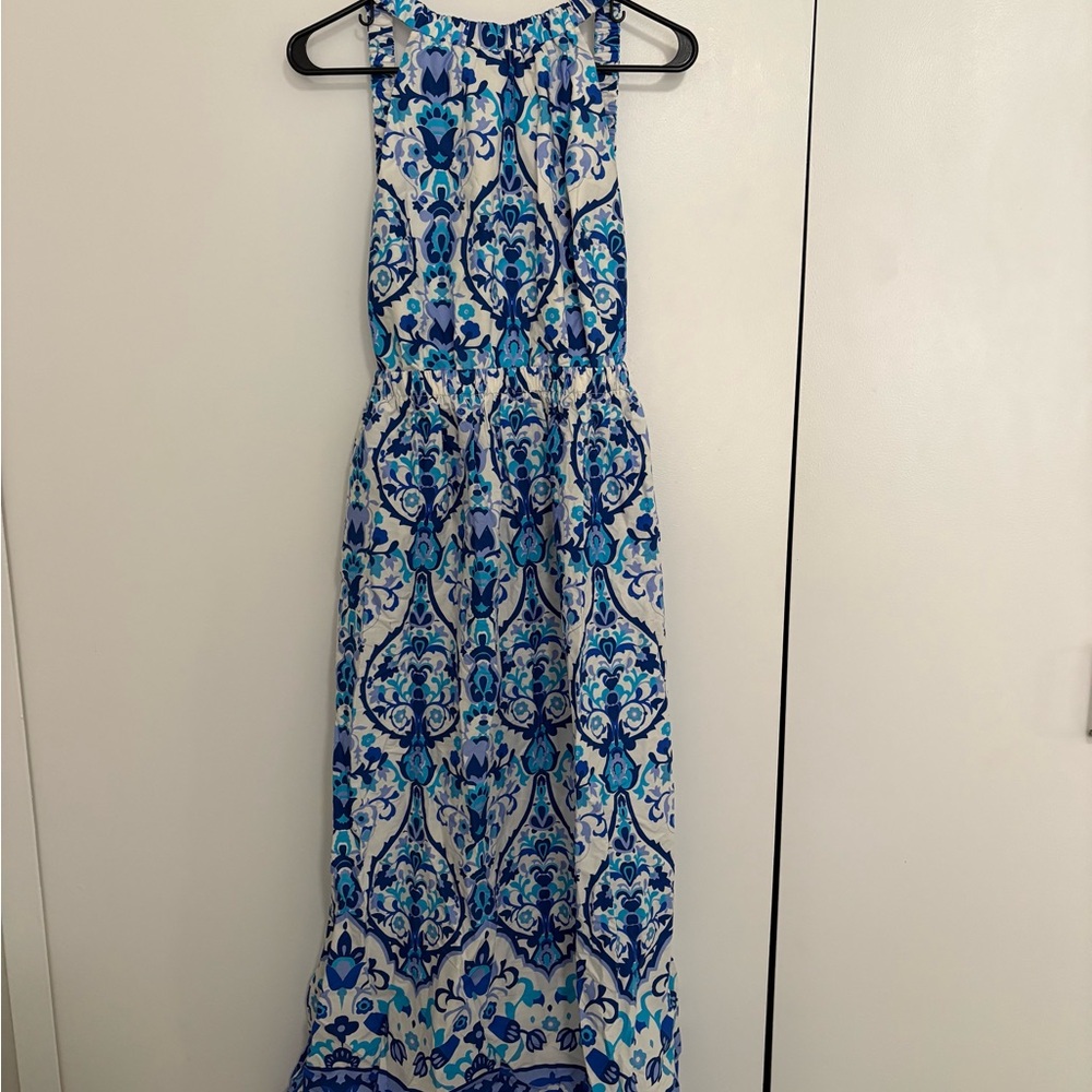 Cara Cara Blue and White Patterned Maxi Dress